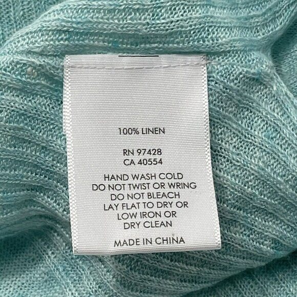 White Warren Linen Cardigan Women Sz S Open Pocket Mint Green Lightweight Tunic - Picture 10 of 10